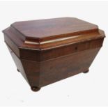 A 19th century mahogany elongated octagonal shaped cellarette, with rising lid, width 26.