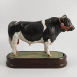 A Royal Worcester limited edition model, British Friesian Bull, modelled by Doris Lindner,