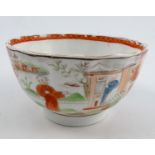 An antique Newhall polychrome decorated porcelain tea bowl,