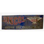 A large enamel sign, advertising Cleveland Discol Alcohol,