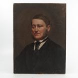 A 19th century English school, oil on canvas, portrait of a man in black tie and jacket, marked L.