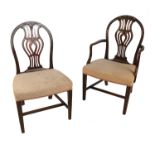 A set of six plus two Hepplewhite style dining chairs,