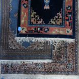 Three modern rugs, to include a blue ground runner, 76ins x 25ins,