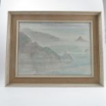 Rudolph Helmut Sauter, pastel, coastal scene, 15ins x 20.