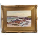 John McDougal, watercolour, beach scene, 13.5ins x 20.