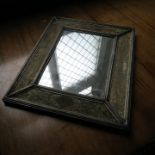 An Antique style wall mirror, the rectangular plate with material and painted frame,