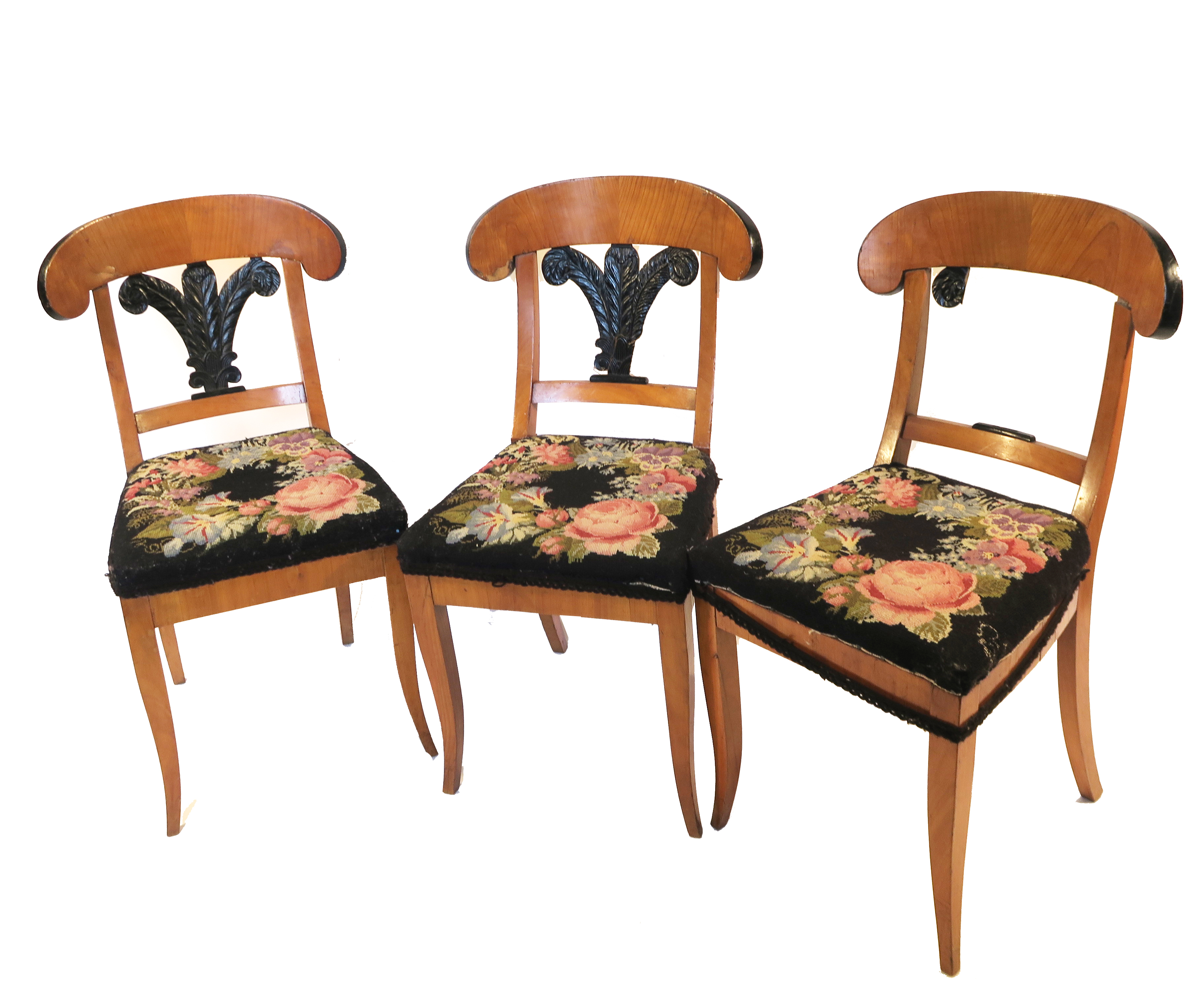 Three Biedermeier style single chairs,