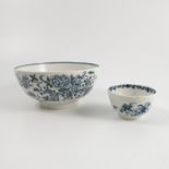 A Worcester porcelain tea bowl, decorated in the Feather Mould Floral pattern, with embossed ground,