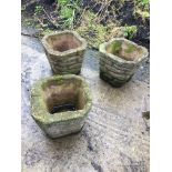 Three stone garden pots,