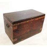 A travelling campaign trunk, having copper banding with brass plaque E. Sawyer R.