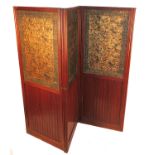 A mahogany three fold screen,