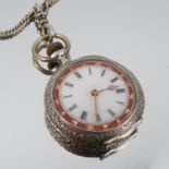 A continental silver fob watch, stamped '935',