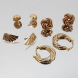 Three pairs of 9 carat gold earstuds, and a pair of hoop earrings stamped '375', 5.