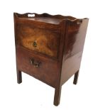 A late Georgian mahogany tray top commode, with carrying handle apertures,
