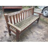 A wooden garden bench,