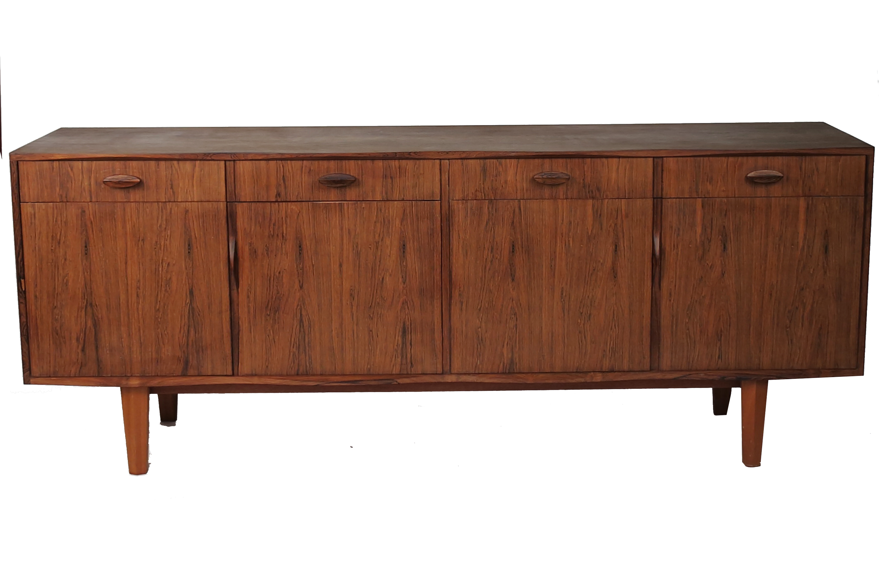 A Gordon Russell, rosewood sideboard, having four frieze drawers with four cupboards below,