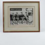 Percy Hutton Fearon, ink drawing, Mum's The Word, political cartoon, signed Poy, 7.25ins x 9.