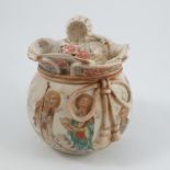 A Satsuma covered vase, with filled edge, the body decorated with figures in landscape, height 7.