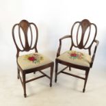 A set of eight (6+2) mahogany dining chairs,