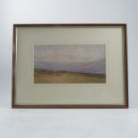 Brian Irving, watercolour, landscape with figure, dog and sheep, 6.5ins x 11.