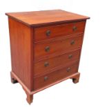 A small mahogany chest, of four long drawers raised on bracket feet, width 25.