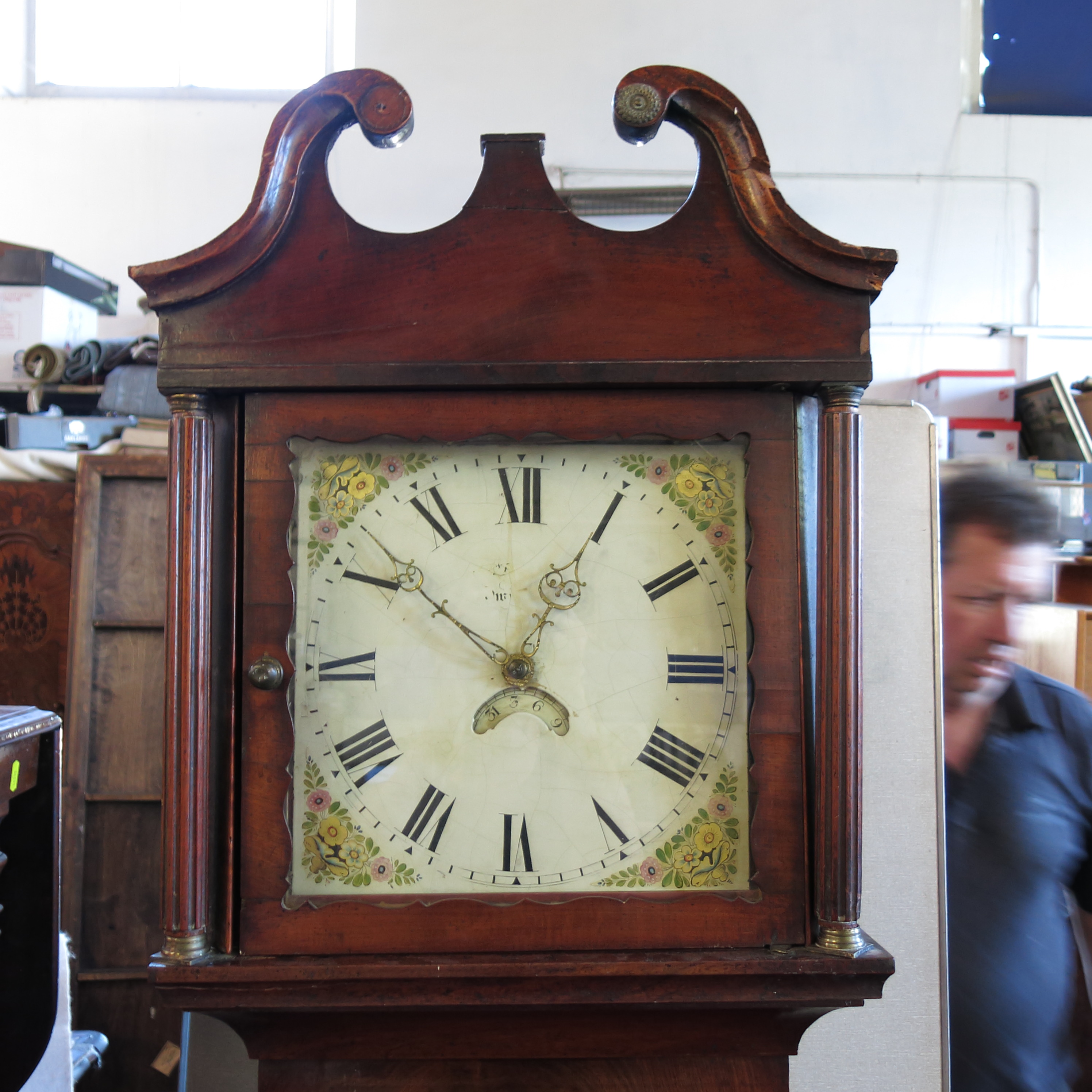 An Antique mahogany cased long case clock, with square painted dial, - Image 3 of 3