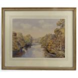 Florence R Walker, two watercolours, The Wharfe at Barden Bridge,