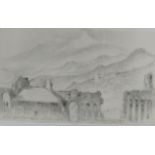 Sir James Peile, five pencil or monochrome washes, Continental views, all unframed,