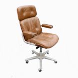 A 1960s rosewood adjustable office chair, in the style of Martin Stoll for Giroflex,