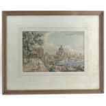 Robin Wallace, watercolour, view of London from the Thames with St Paul's, 9ins x 13.