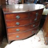 A 19th century mahogany bow front chest, having two short drawers over three graduated long drawers,