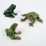 Three cold painted bronze models, of green frogs, one stamped Austria, one stamped 1924,