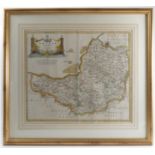 Robert Morden, Antique hand coloured map of Gloucestershire, sold by Abel Swale,