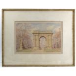 Bernard Goton, watercolour, view through Classical arch, 9.5ins x 14.