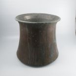 A copper log bin, of waisted circular form, height 16ins, diameter 16.