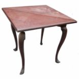 A Georgian mahogany triangular gate leg table, raised on four cabriole legs,