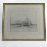 Sir James Peile, monochrome watercolour, view of Gibraltar, 9.25ins x 11.