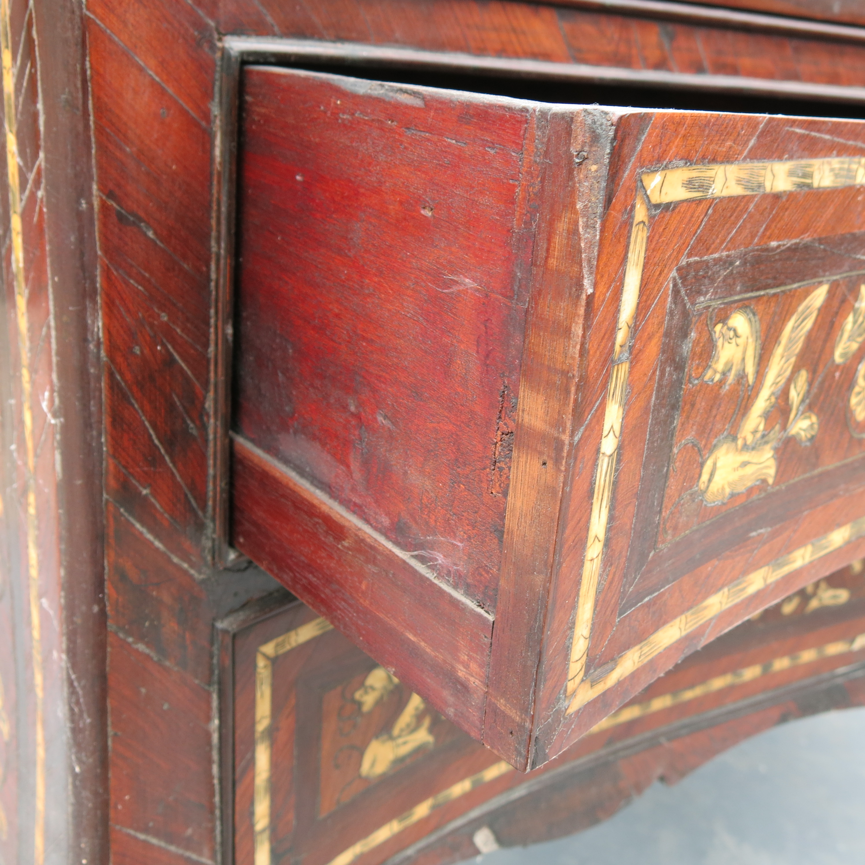 A continental commode, probably 18th century Italian/Milanese, of serpentine outline, - Image 8 of 23