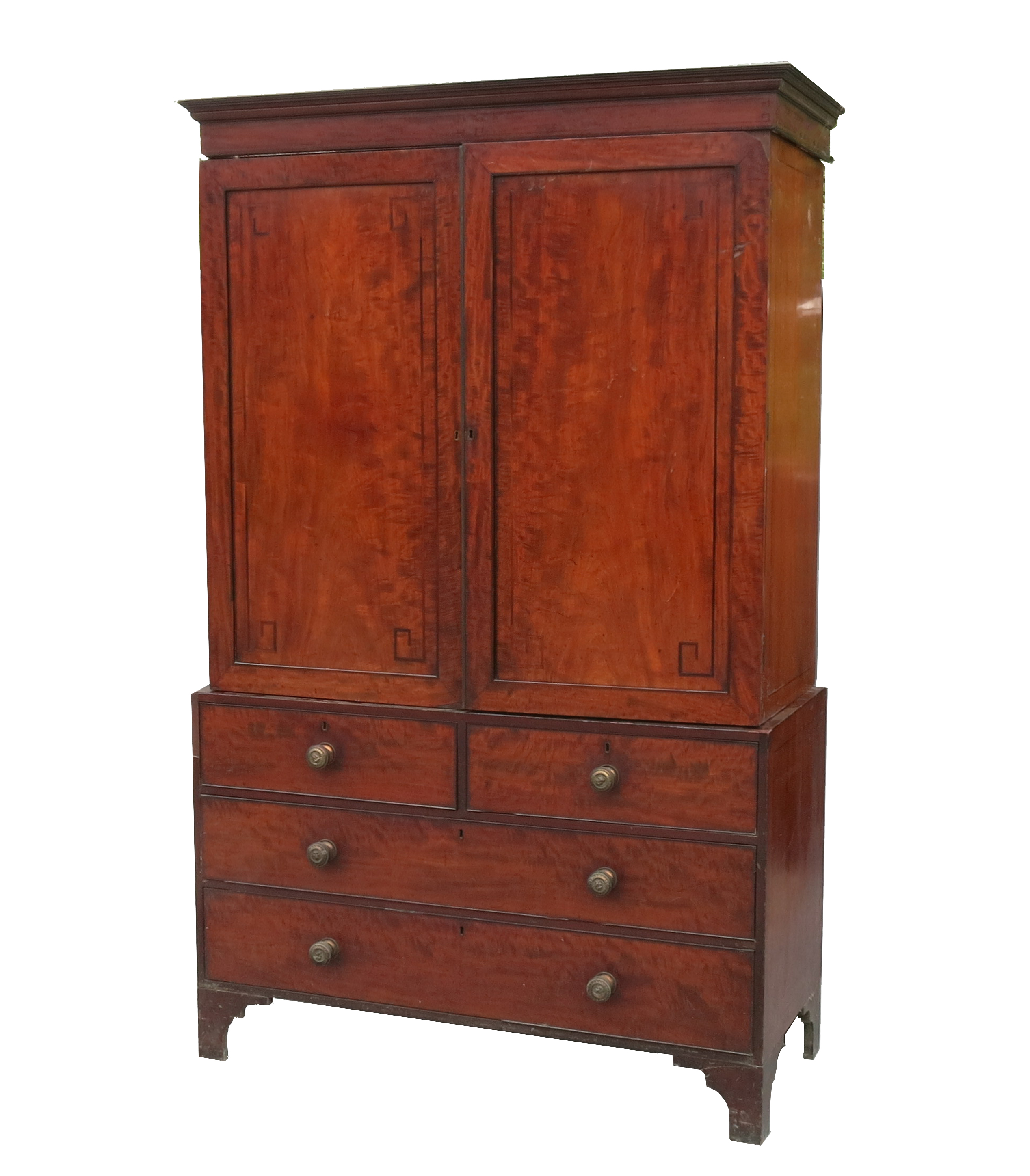 A 19th century mahogany linen press,