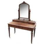 A 19th century burr walnut dressing table, stamped Heals and Son, London,