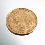 An 1892 shield back half sovereign