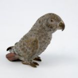 A cold painted bronze model, of a parrot, height 2.