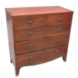 A 19th century mahogany chest, of two short drawers over three graduated long drawers,