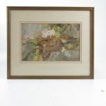 R H Austin, watercolour, Young Thrushes, dated 1950, 6.75ins x 10ins