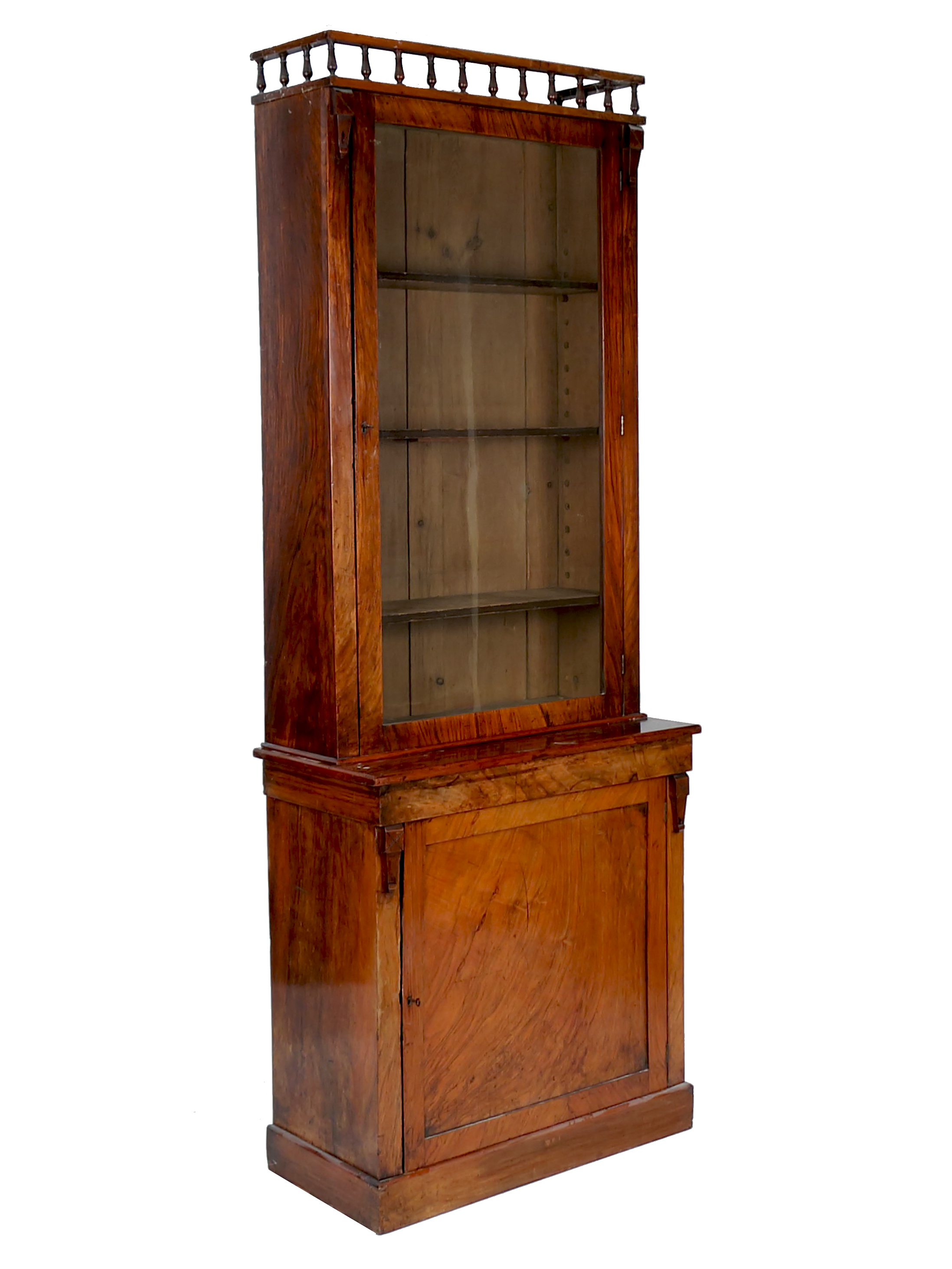 A 19th century walnut cabinet, having a glazed doo