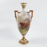 A Royal Worcester vase, decorated with two Highlan