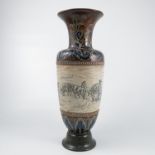 A Doulton Lambeth stoneware vase, decorated with a