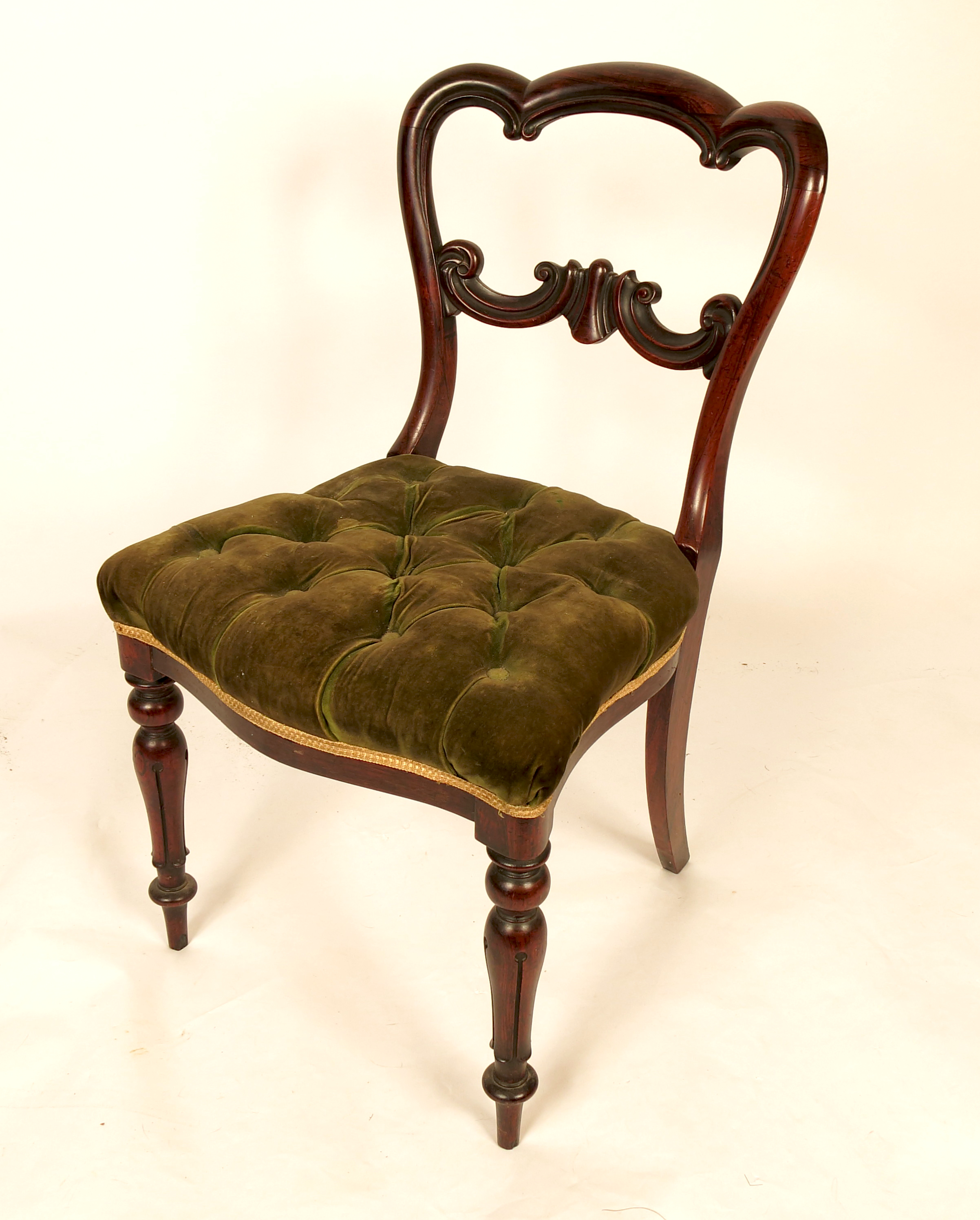 A Victorian rosewood crown back single chair, rais