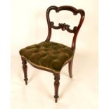 A Victorian rosewood crown back single chair, rais
