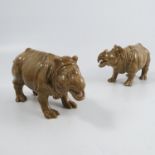 A pair of Royal Worcester Majolica models, of rhin